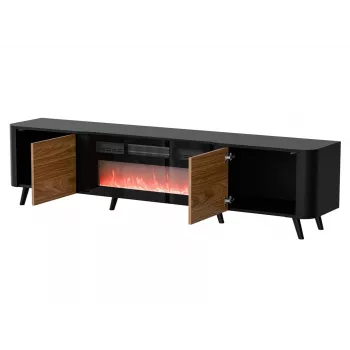 TV-Schrank Cama Meble Volare 200 x 39 x 49 cm schwarz/walnuss mit Kamin