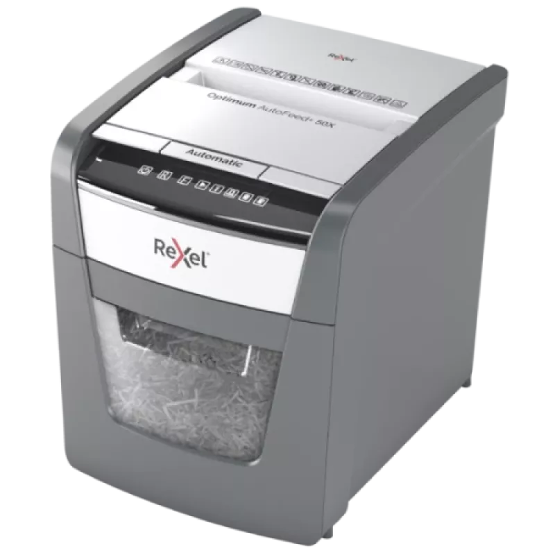 Rexel Optimum AutoFeed+ 50X Aktenvernichter mit automatischer Zufuhr, Partikelschnitt, P4