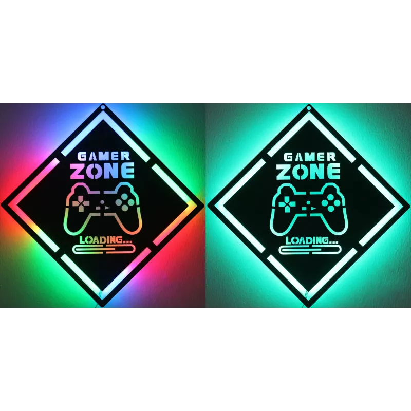 LED-Neon-Schild MANTA MASNL132RGB Style Neon Lights GAMER ZONE, RGB-beleuchtete Wanddekoration