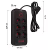 Steckdosenleiste MACLEAN MCE389 B — 6 Steckdosen, 4×USB-A + 1×USB-C, 110–240V, 2,1A, 2500W, 1,5 m Kabel, schwarz