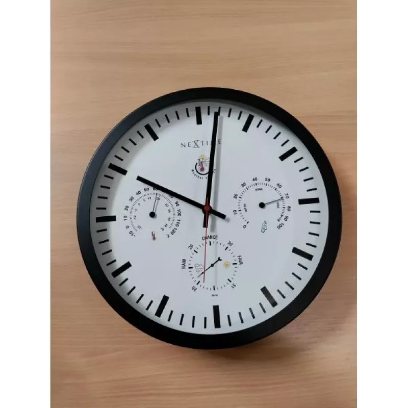 NeXtime klok 2635zw Wetterstation, Ø34 cm, Wand, Schwarz