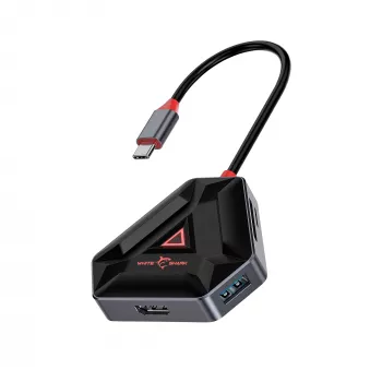 USB-C-Hub SBOX HEXAGON 6-in-1 mit HDMI und Ethernet, Typ-C weiß