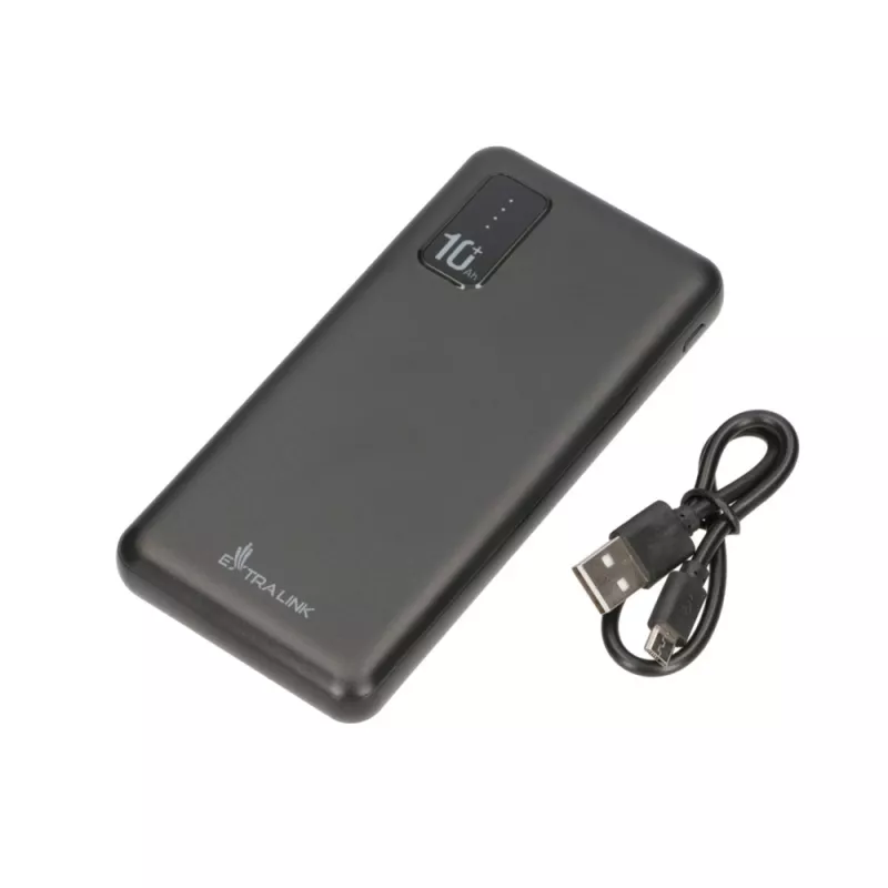 Powerbank Extralink EPB-098B 10000 mAh, LiPo, 2× USB-A + 1× USB-C, schwarz