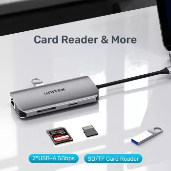 USB-C Hub Unitek D1122A01 mit 2x HDMI 4K und 100W Power Delivery