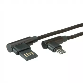 ROLINE USB 2.0 Kabel, gewinkelt, Typ A umkehrbar - Micro B, ST/ST, schwarz, 0,8 m (11.02.8720)