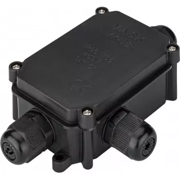 Wentronic Goobay IP-66 Schutzbox für Klemmverbinder PG9, Schwarz – zum sicheren Verbinden von 3 Kabeln (56660)