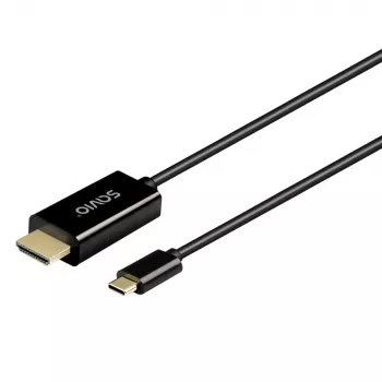 USB-C-Kabel SAVIO CL-191 2 m — USB-C auf USB-C, Stecker auf Stecker, Schwarz, Kunststoffummantelung, Kupferleiter