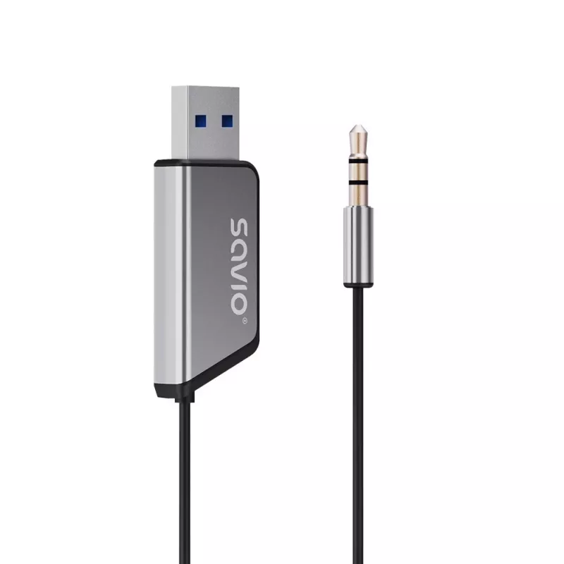 Savio TR-16 Transmitter AUX-Adapter mit Freisprechfunktion, Bluetooth 5.3, Google Assistant/Siri