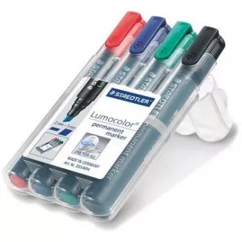 Marker Staedtler Lumocolor 350 WP4 4 Stück Schwarz Blau Grün Rot