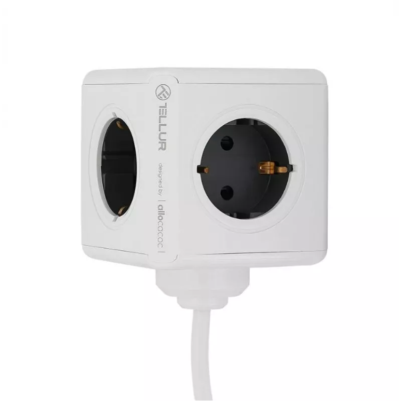 Mehrfachsteckdose Tellur Power Cube Extended 4 Steckdosen 2 USB-Anschlüsse
