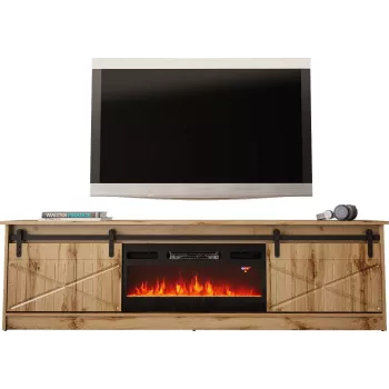 TV-Schrank Cama Meble GRANERO mit Kaminschrank, Wotan-Eiche, 2000×350×567 mm, 2 Türen, 2 Einlegeböden