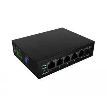 Netzwerk-Switch LANBERG ILFE-4P-1GE-1S-90 – unmanaged Light-Industrial PoE, 4 Ports (PoE), 1×GigE, 1×SFP, DIN-Schienenmontage