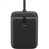Powerbank 20.000 mAh, integriertes USB-C-Kabel 13 cm, 30 Watt (schwarz, 20 Ah, 1x USB-A, 2x USB-C, PD, QC)