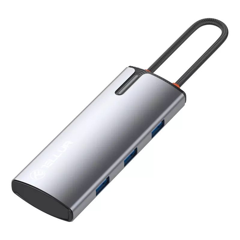 USB-C-Hub Tellur TLL321061 mit PD 3.0 100W, HDMI-Ausgang und 3× USB 3.0-Anschlüssen