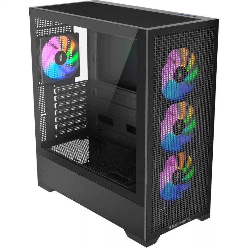 PC-Gehäuse Silentware Core 100 A-RGB Schwarz — Modell CORE100Schwarz, A-RGB-Beleuchtung, Mid-Tower-Formfaktor