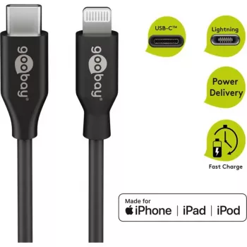 Lade- und Synchronisationskabel Goobay Lightning auf USB-C 0,5 m