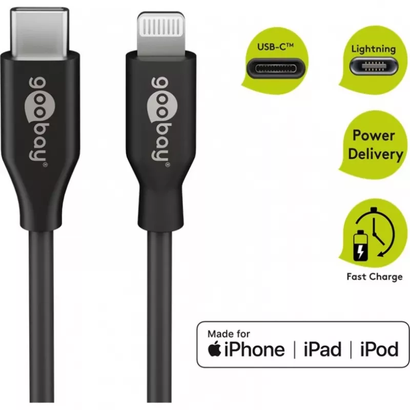 Lade- und Synchronisationskabel Goobay Lightning auf USB-C 0,5 m