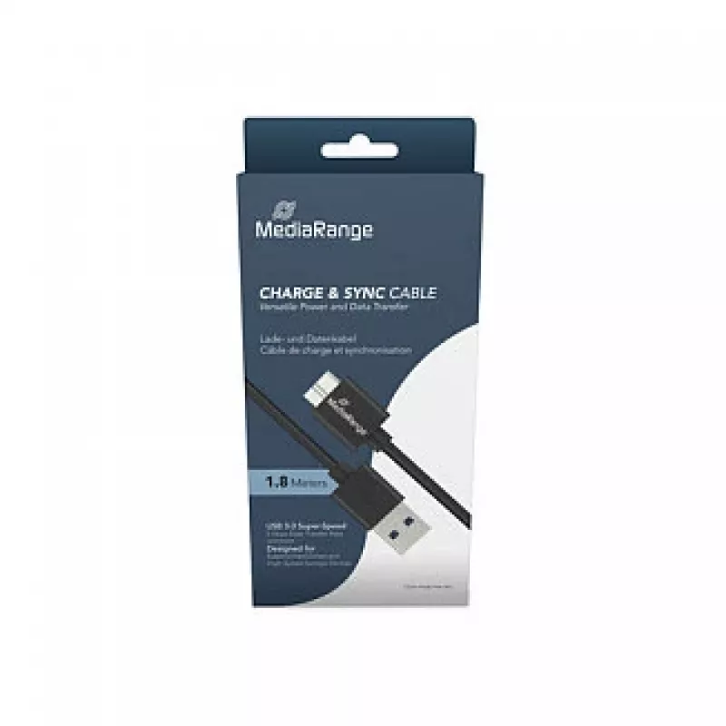 USB-Kabel MediaRange MRCS240 — USB A auf Micro-USB B, USB 3.2 Gen 1 (3.1 Gen 1), 1,8 m, schwarz
