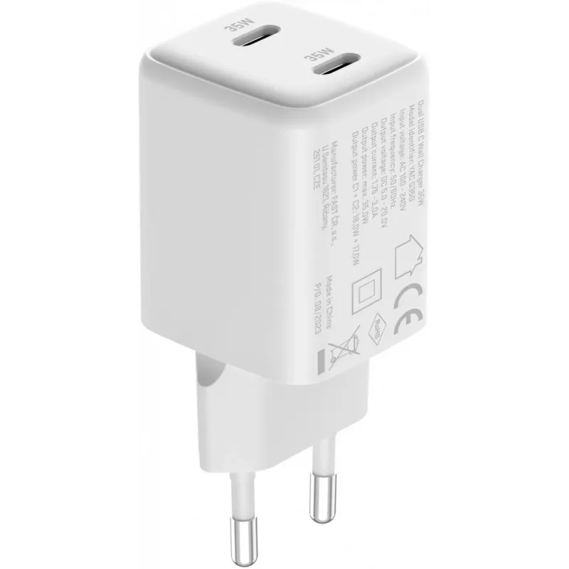 Wand-USB-C-Ladegerät YENKEE G35D 2x18W Power Delivery 3.0 3A