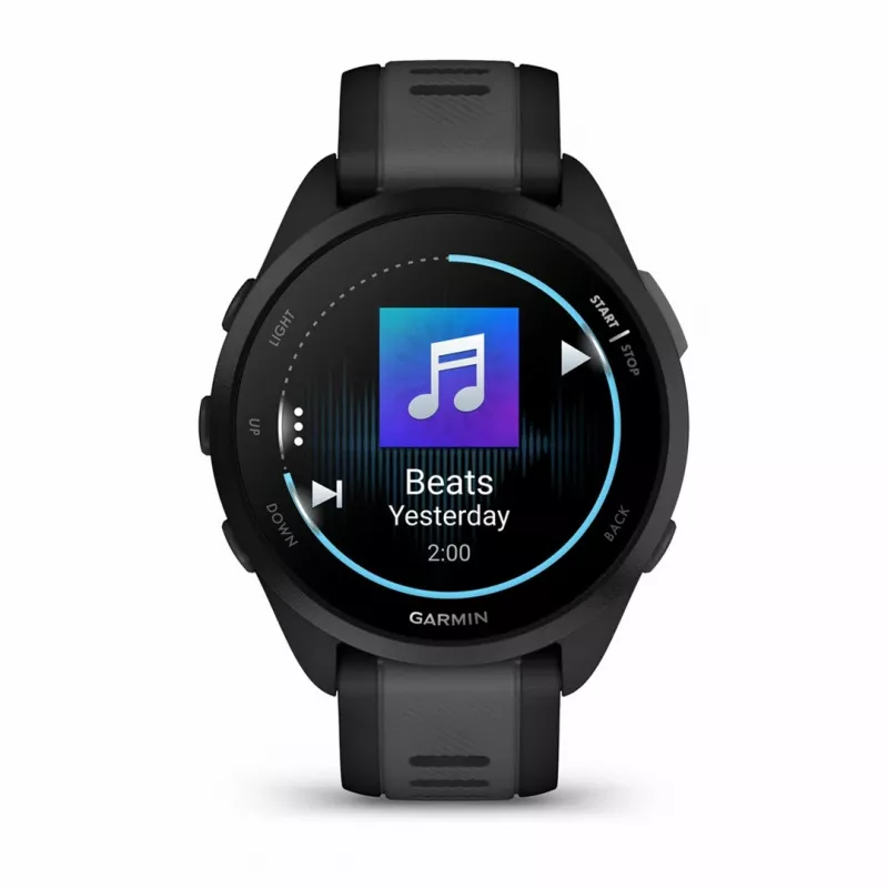 Garmin Forerunner 165 Music - Schwarz - Sportuhr mit Armband - Silikon - Schiefergrau - Handgelenkumfang: 126–203 mm - Anzeige 3 cm (1.2) (010-02863-30)