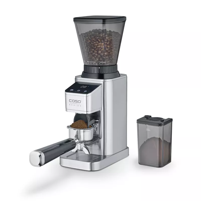 Caso Kaffeemühle | Barista Chef Edelstahl | 150 W | Kaffeebohnenkapazität 250 g | Tassenanzahl 12 Stück | Edelstahl