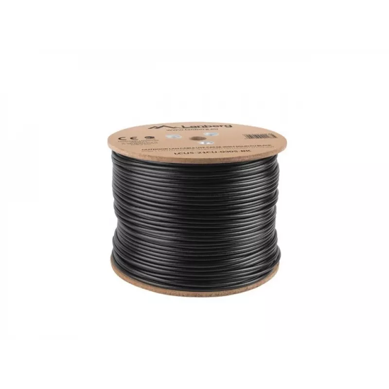 Netzwerkkabel LANBERG Cat5e U/UTP LCU5-21CU-0305-BK, 305 m, 24 AWG, PVC-Mantel, schwarz