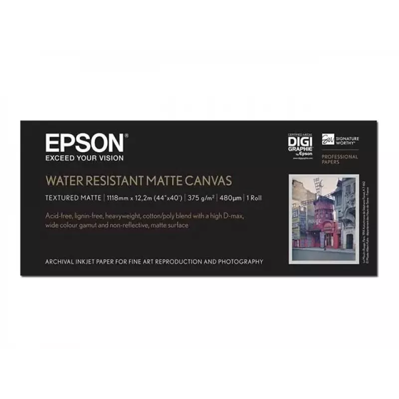 Epson WaterResistant Matte Canvas Rolle, 44 Zoll x 12,2 m, 375 g/m²