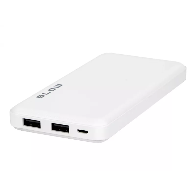 Tragbares Ladegerät Powerbank BLOW PB10A 10000mAh (37Wh), 2x USB-A-Ausgänge, 22,5W gesamt, Micro-USB-Eingang, Polymer-Akku