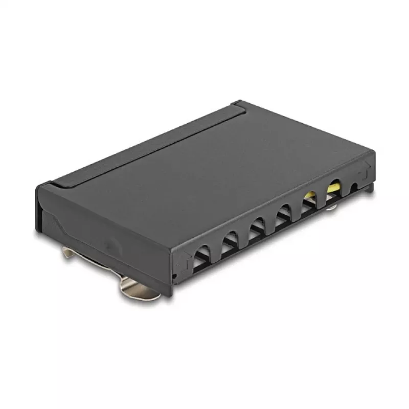 Patchpanel DELOCK Mini Desktop RJ45 6-Port Cat.6A geschirmt, Metall, schwarz, 80×22×125 mm