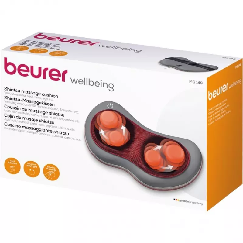 Beurer Massager MG 149 grau-rot mit Wärme und Vibration, Modell 64303