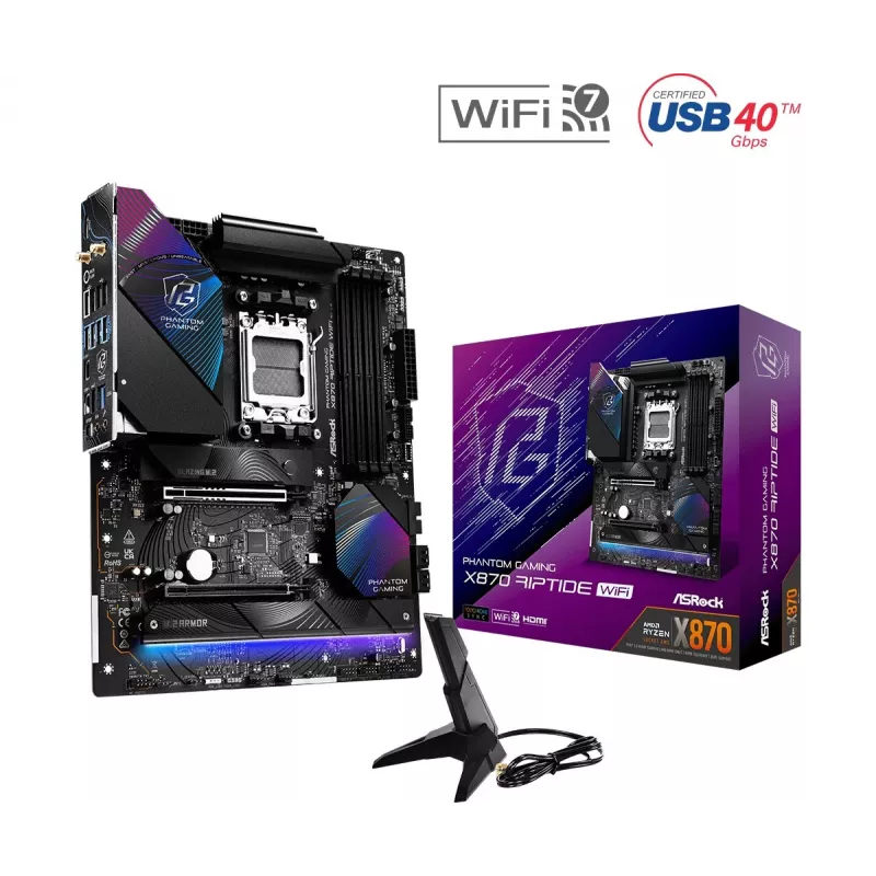 Motherboard ASRock X870 Riptide WiFi — ATX, AMD X870, Sockel AM5, DDR5, 4 DIMM, 256 GB, Wi‑Fi 7, 2,5GbE