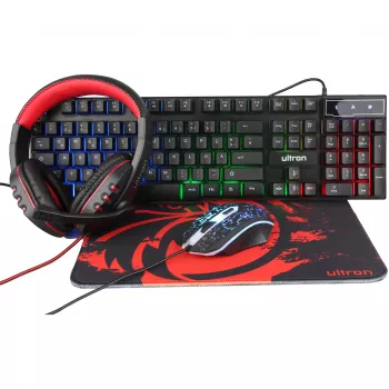Gaming-Set Ultron HAWK Tastatur Maus QWERTZ Deutsch Schwarz Rot Weiß