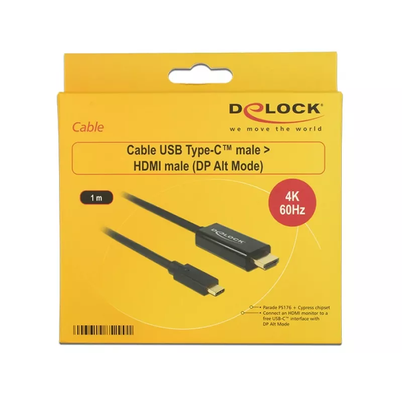 Videokabel-Adapter DeLOCK 85290 USB Type-C auf HDMI 1m Schwarz