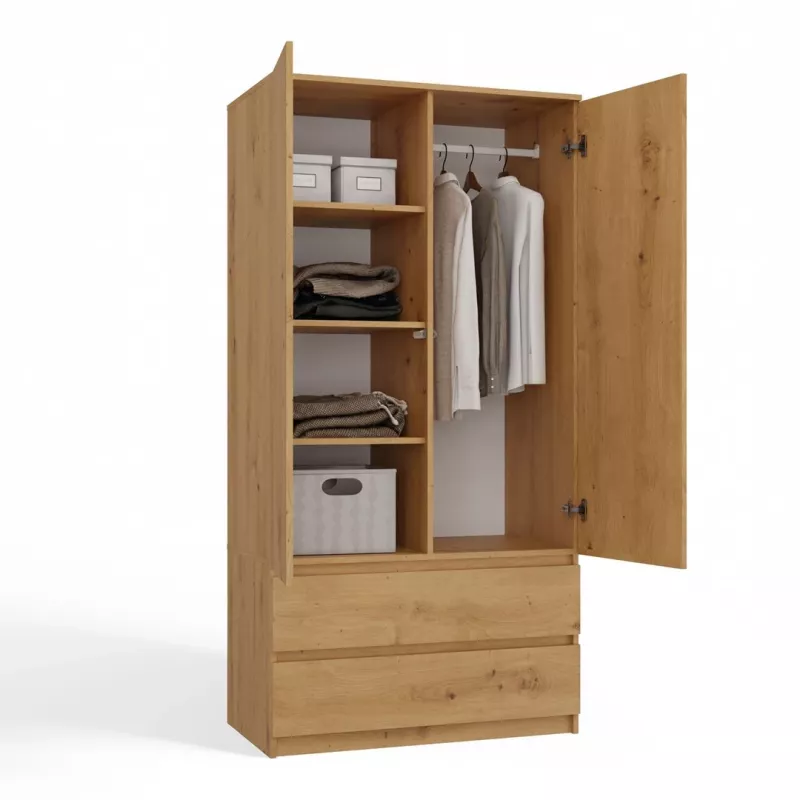 Topeshop SZAFA MALWA ART bedroom wardrobe/closet 5 shelves 2 Tür(s) Eiche