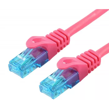 LOGON Netzwerkkabel TCU55U030M – Cat5e U/UTP, RJ-45 auf RJ-45, 3 m, Magenta, vergoldete Kontakte