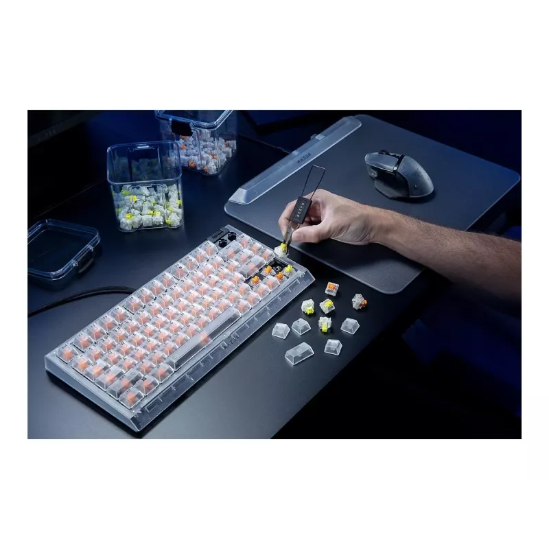 Razer Hot-swappable Mechanical Gaming Keyboard | BlackWidow V4 75% | Gaming Keyboard | Wired | US | Phantom White Edition | USB Type-C | Razer Mechani