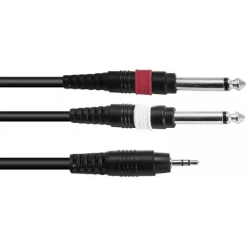 Audio-Adapterkabel Omnitronic 3,5 mm auf 2×3,5 mm, 3 m, schwarz