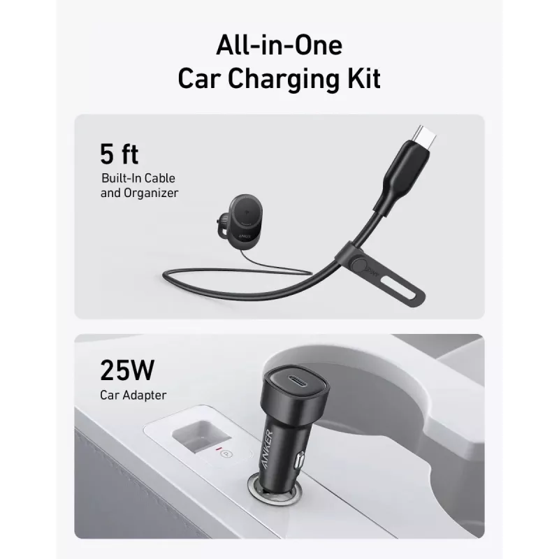Kabelloses magnetisches Autoladegerät Anker MagGo 15W — Magnetisches 15W Qi-Schnellladen für Smartphones, Schwarz
