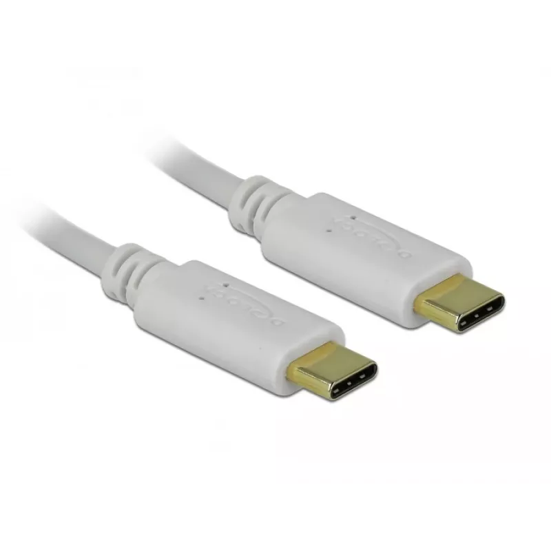 Delock - USB-C-/Stromkabel - 24-poliger USB-C-Stecker auf 24-poligen USB-C-Stecker - 5 A - 15 cm - USB-Stromversorgung (100 W), unterstützt Power Delivery 2.0 - Weiß (85357)