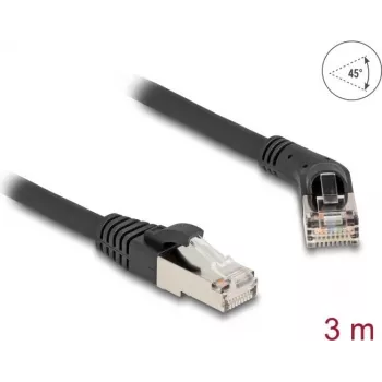 Netzwerkkabel DeLOCK RJ45 Cat.6A 45° abgewinkelt auf gerade 3m schwarz
