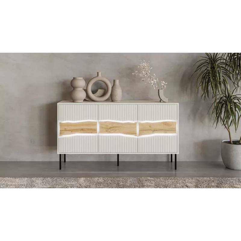 Kommode Cama Meble INSERTO 3D 143,5×40×80 cm — Kaschmir-Finish mit LED