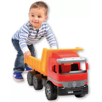Toy dump truck Lena Actros 62 cm single brown cart