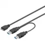 Wentronic Goobay USB 3.0 Dual Power SuperSpeed Kabel, Schwarz, 0,3 m - USB 3.0-Stecker (Typ A), USB 3.0-Stecker (Typ A) > USB 3.0 Micro-Stecker (Typ B) (95746)