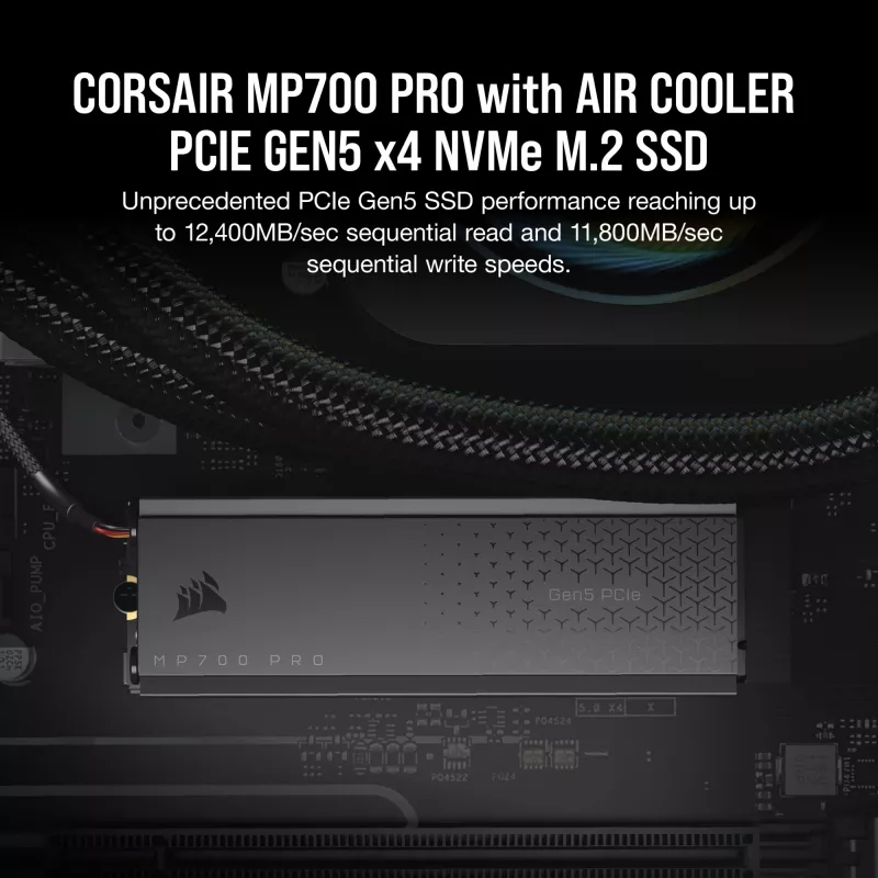 CORSAIR MP700 PRO - SSD - 1TB - intern - M.2 2280 - PCI Express 5,0 x4 (NVMe) - 256-Bit-AES (CSSD-F1000GBMP700PRO)