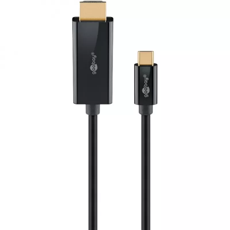 Goobay USB-C-auf-HDMI-Kabel 4K bei 60 Hz 1 m schwarz - -Stecker> HDMI (75696)