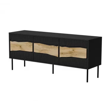 TV-Schrank cama meble INSERTO 3D 143,5x40x61,5 cm schwarz mit LED, Oberseite aus Spanplatte