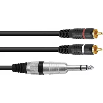 Stereo-Adapterkabel Omnitronic 2x RCA (Cinch) auf 2x RCA, 1,5 m Länge, Modell 30225223
