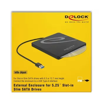 ODD-Gehäuse DeLOCK 42604 13,3 cm (5,25 Zoll) SATA III Schwarz