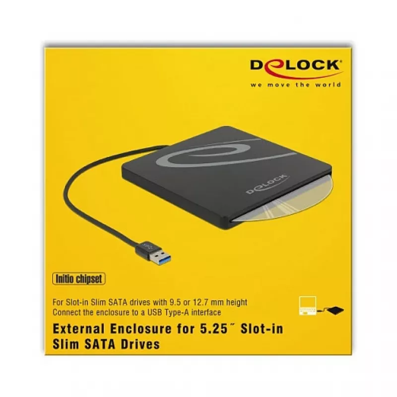 ODD-Gehäuse DeLOCK 42604 13,3 cm (5,25 Zoll) SATA III Schwarz