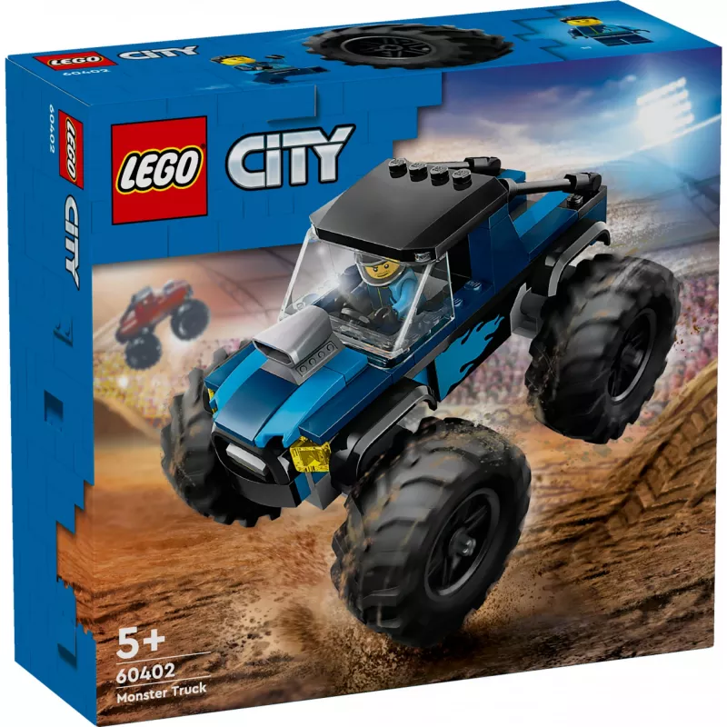 Konstruktionsspielzeug LEGO City 60402 Blauer Monster Truck mit großen Reifen, 148 Teilen, 1 Minifigur, Alter 5+